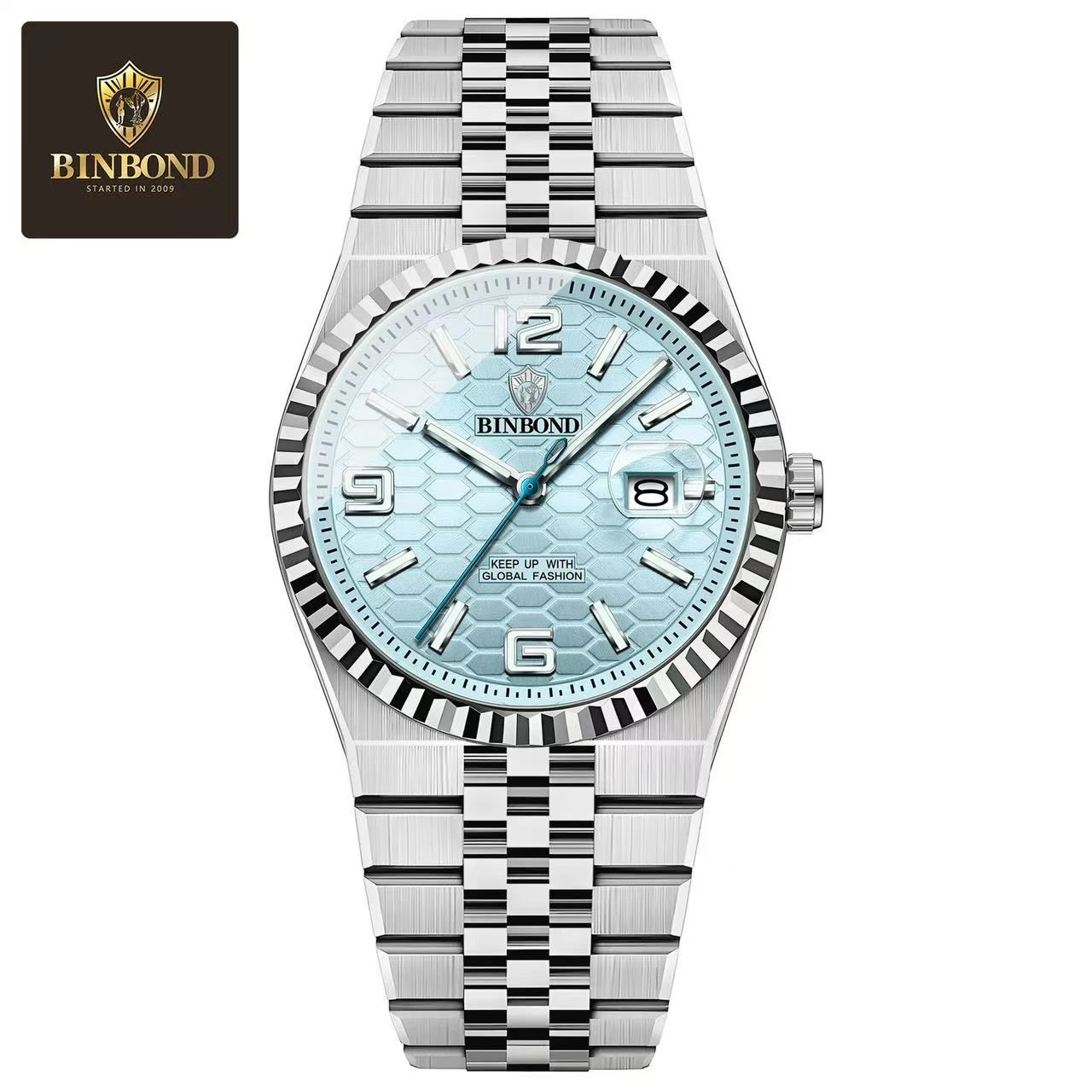 Binbond B8181 Men'S Quartz Watch, 40Mm Stainless Steel Wristwatch With 30M Waterproof, Classic Business Style
