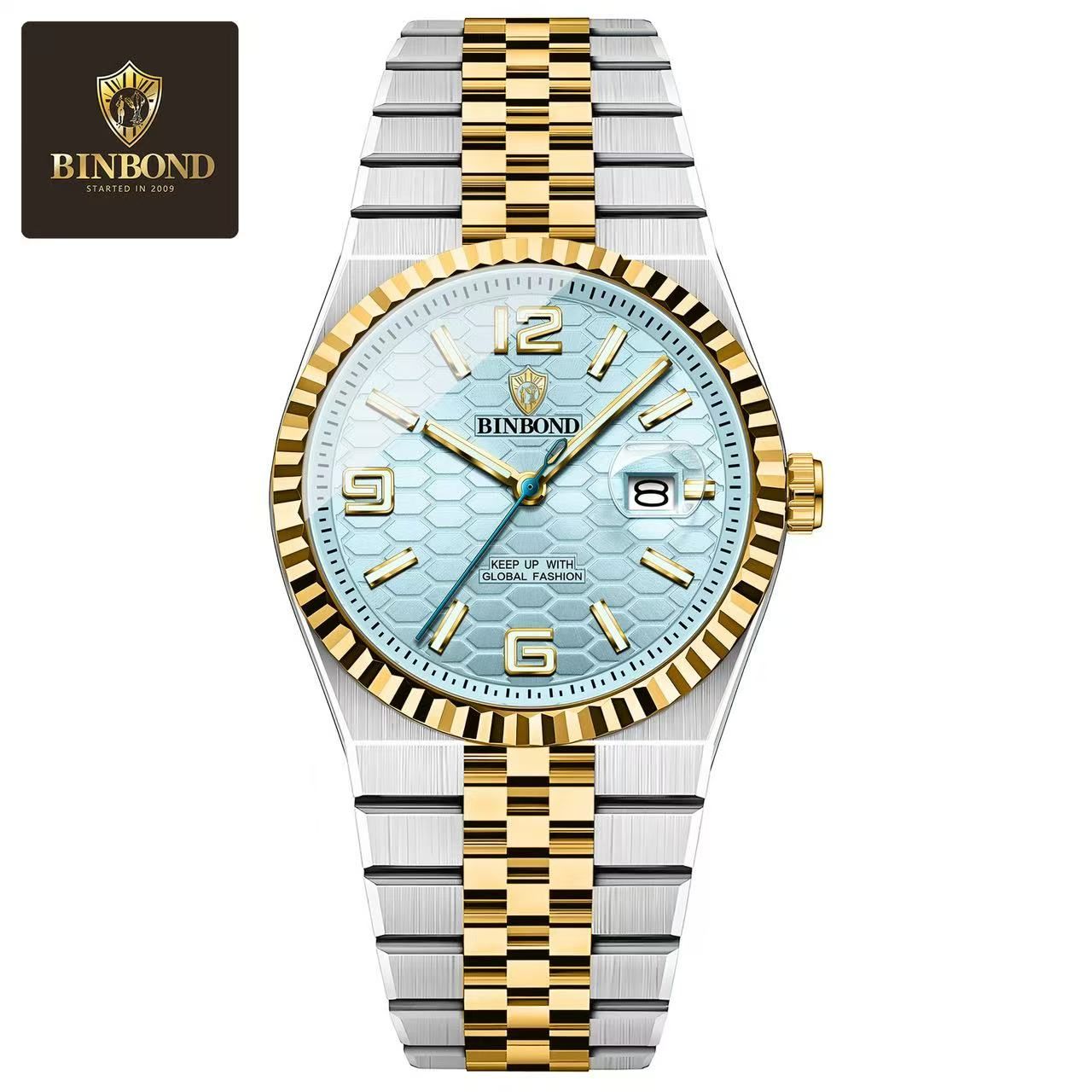 Binbond B8181 Men'S Quartz Watch, 40Mm Stainless Steel Wristwatch With 30M Waterproof, Classic Business Style