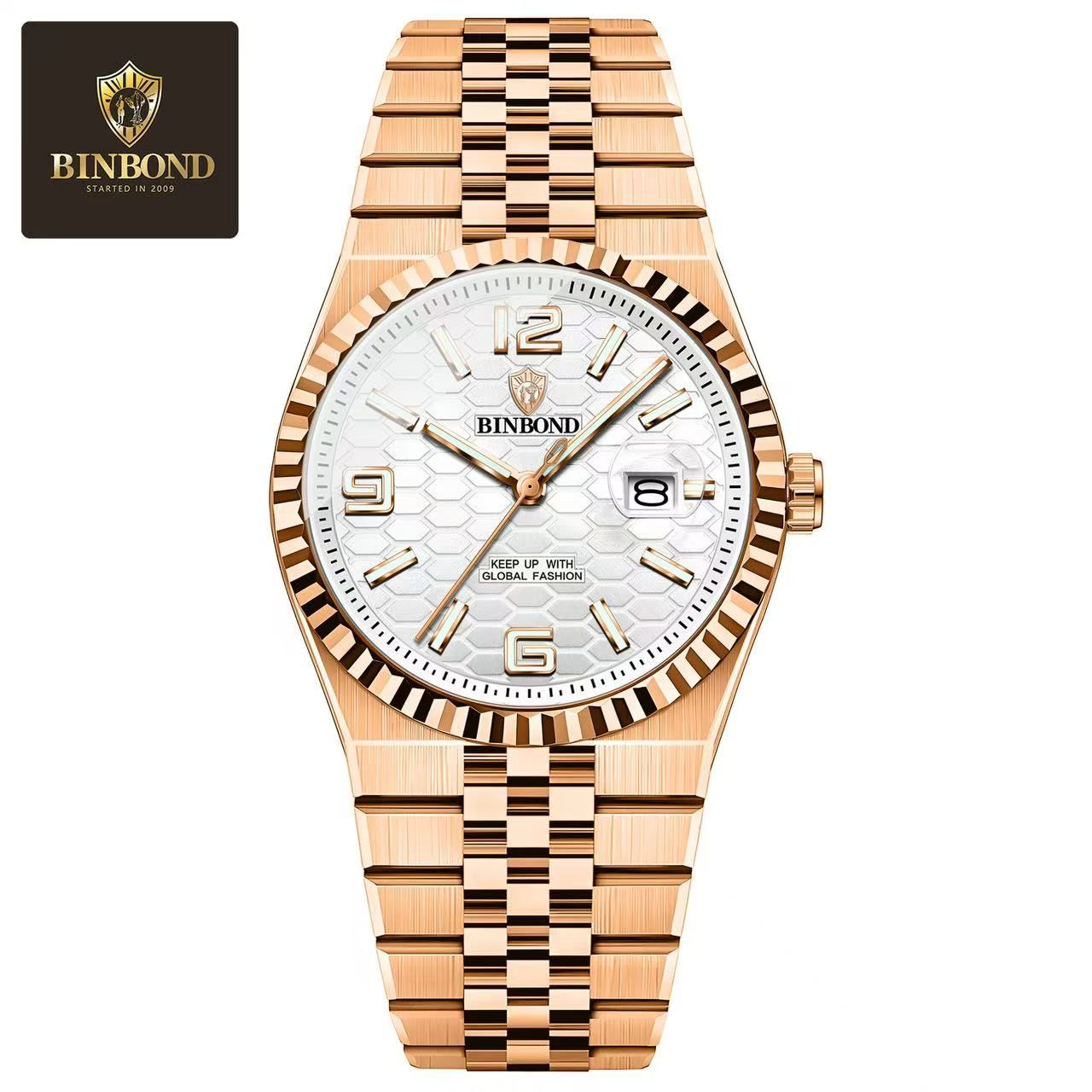 Binbond B8181 Men'S Quartz Watch, 40Mm Stainless Steel Wristwatch With 30M Waterproof, Classic Business Style