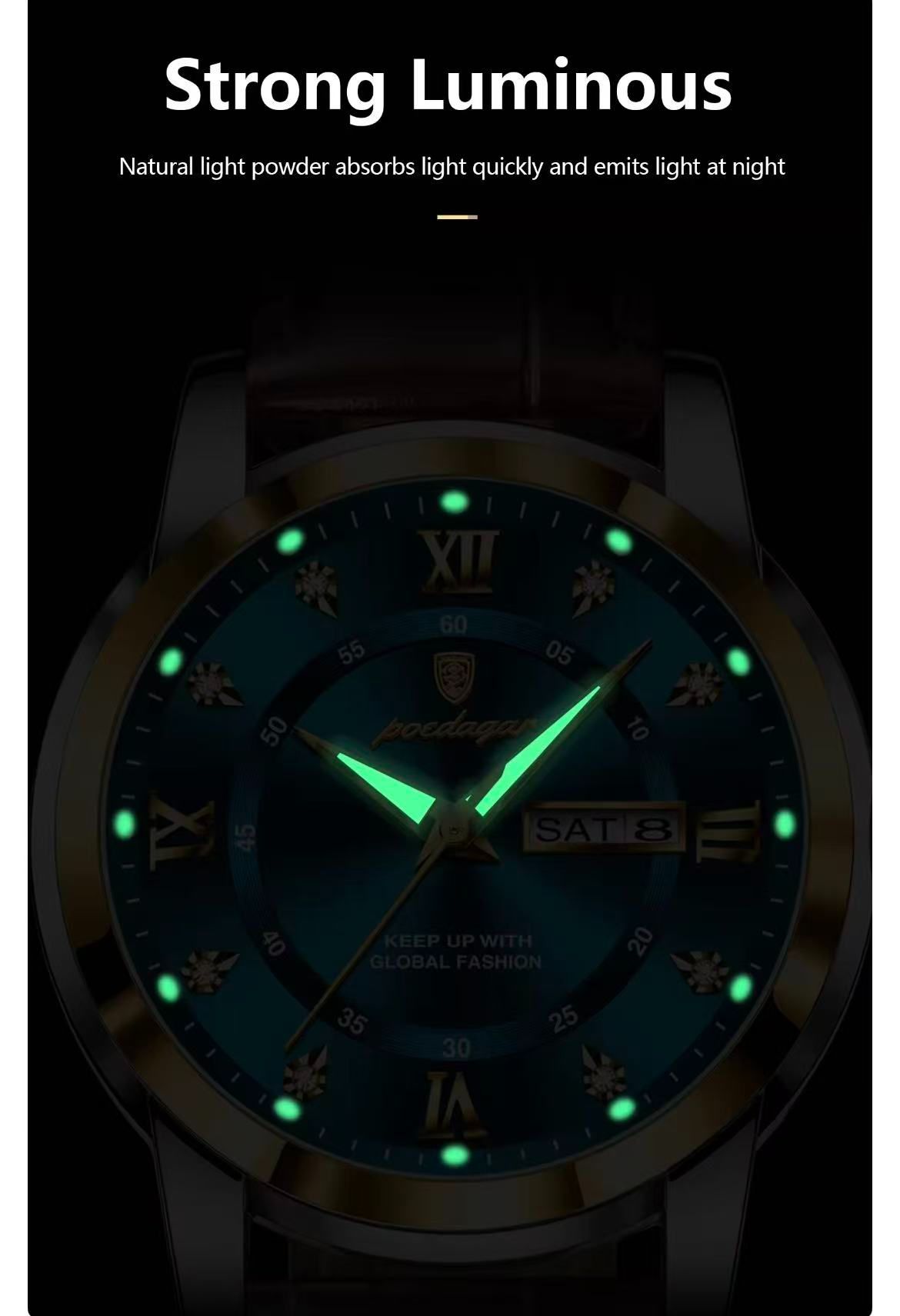 POEDAGAR 936 Luxury Man Wristwatch Waterproof Luminous Date Week Leather Sports Quartz Men's Watches for Men Male Clock Relojes
