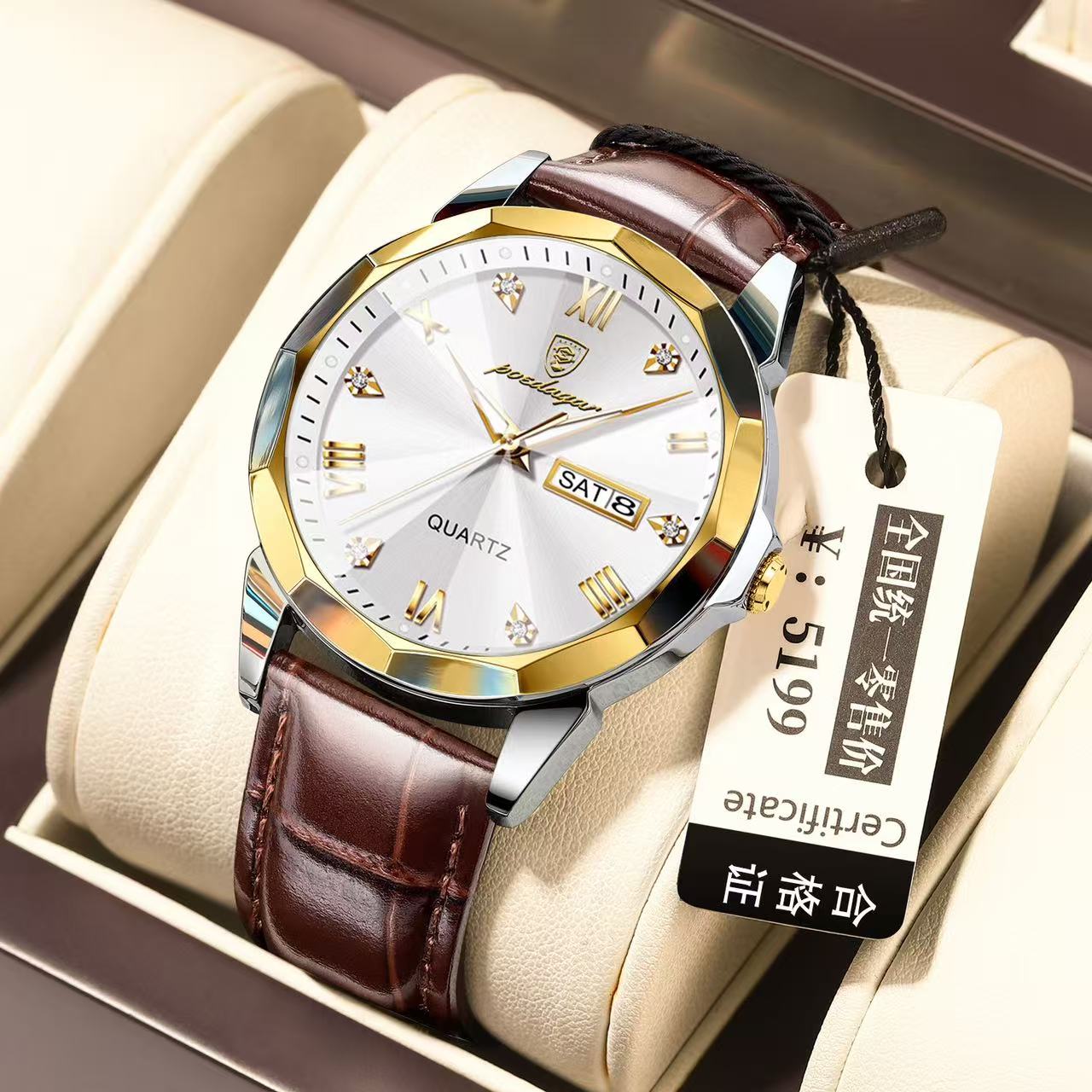POEDAGAR Watch for Men 810 Charming Business Men's Watches Minimalist Leather Waterproof Wristwatches Relojes Hombre Montres