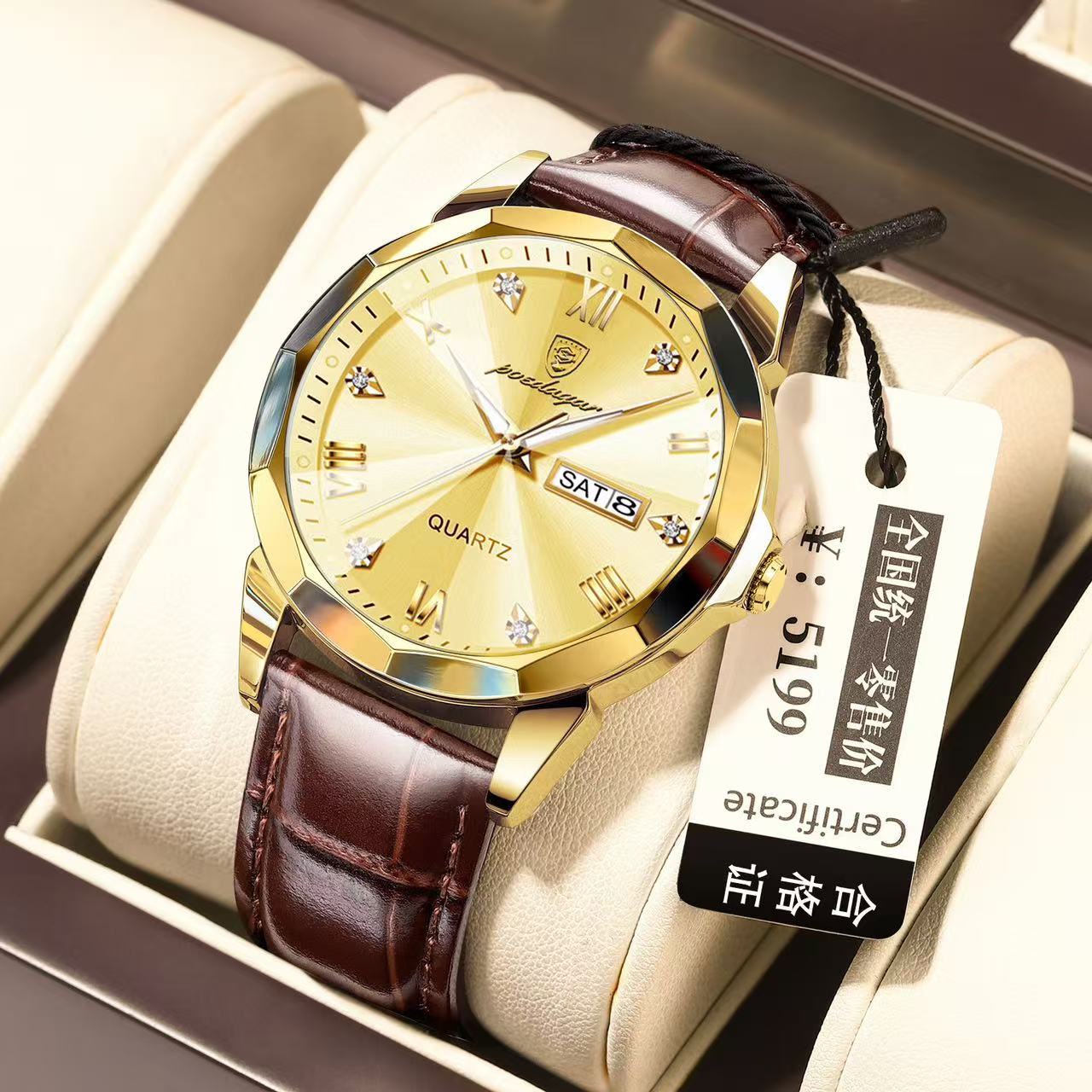 POEDAGAR Watch for Men 810 Charming Business Men's Watches Minimalist Leather Waterproof Wristwatches Relojes Hombre Montres