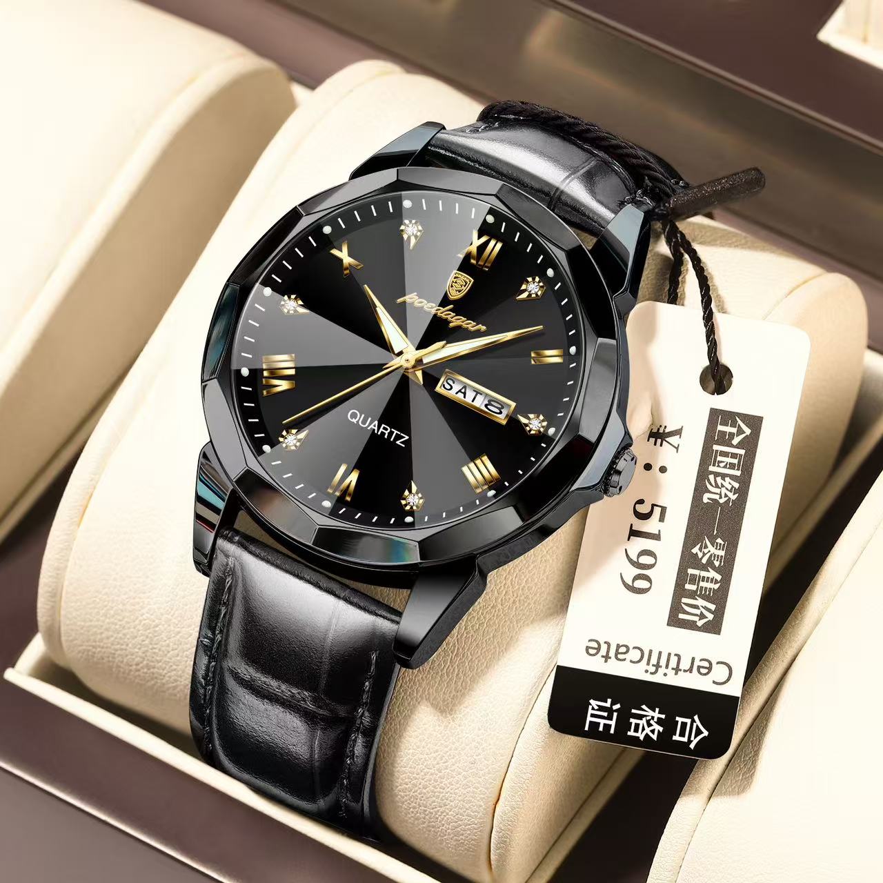POEDAGAR Watch for Men 810 Charming Business Men's Watches Minimalist Leather Waterproof Wristwatches Relojes Hombre Montres