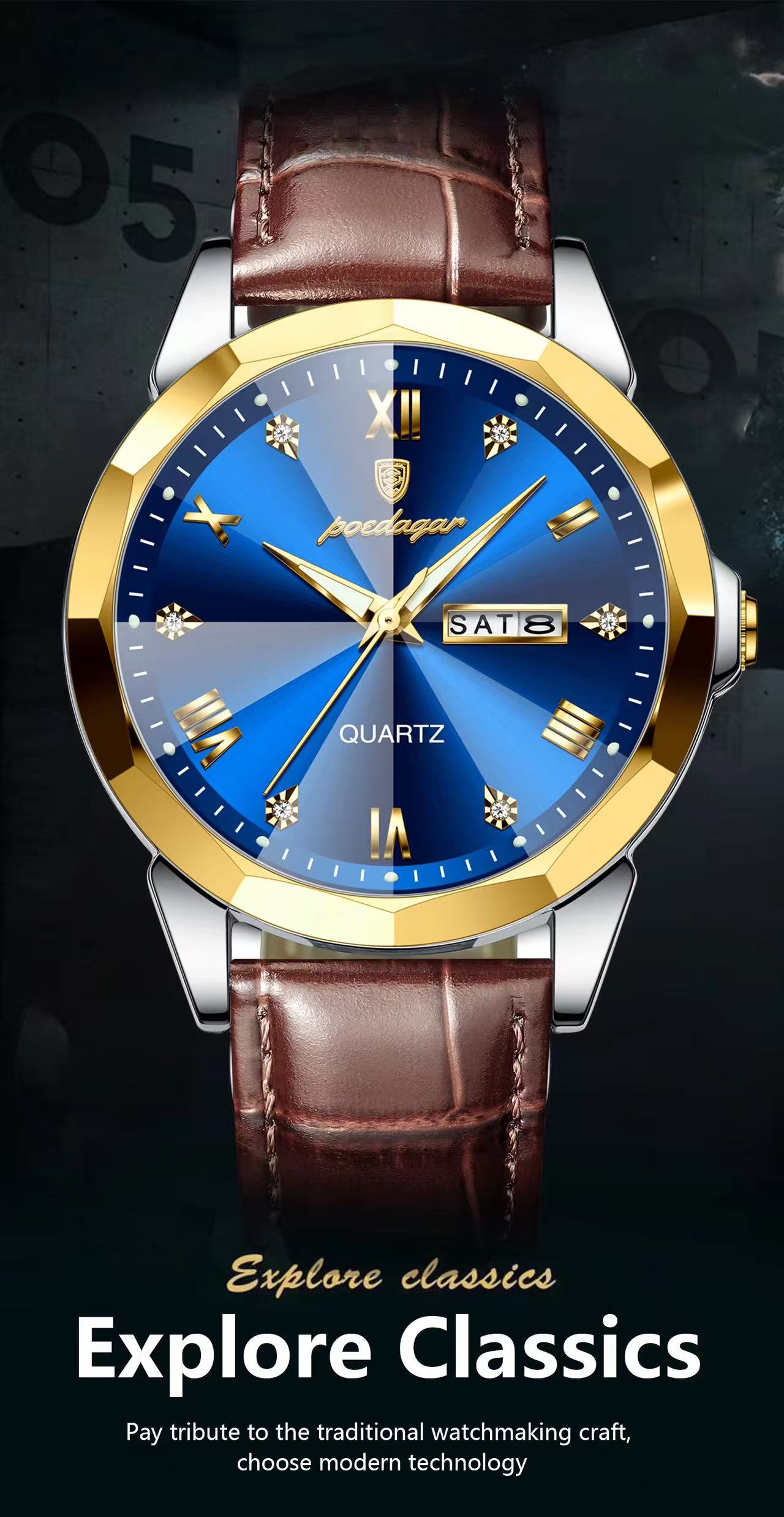 POEDAGAR Watch for Men 810 Charming Business Men's Watches Minimalist Leather Waterproof Wristwatches Relojes Hombre Montres