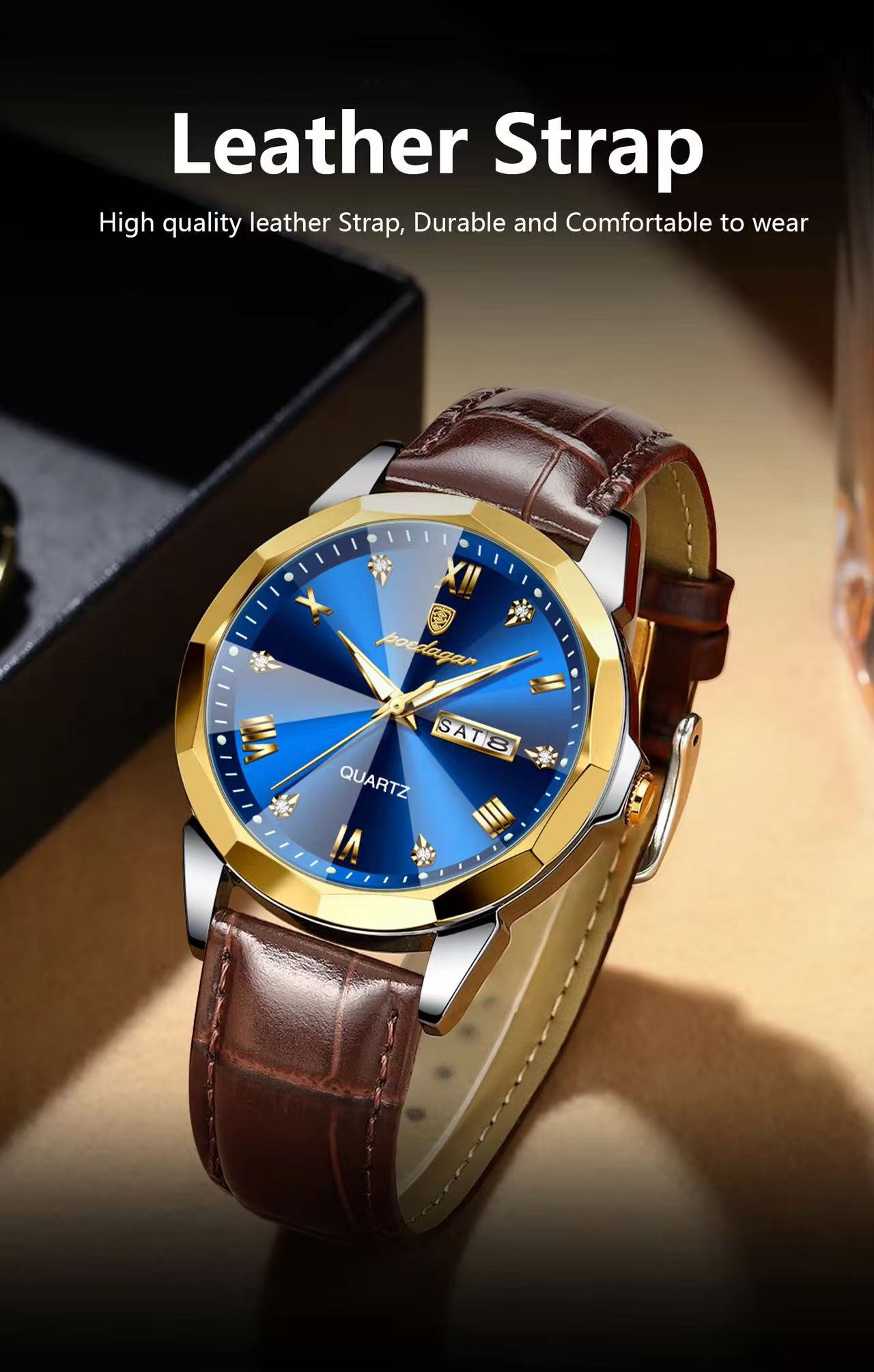 POEDAGAR Watch for Men 810 Charming Business Men's Watches Minimalist Leather Waterproof Wristwatches Relojes Hombre Montres