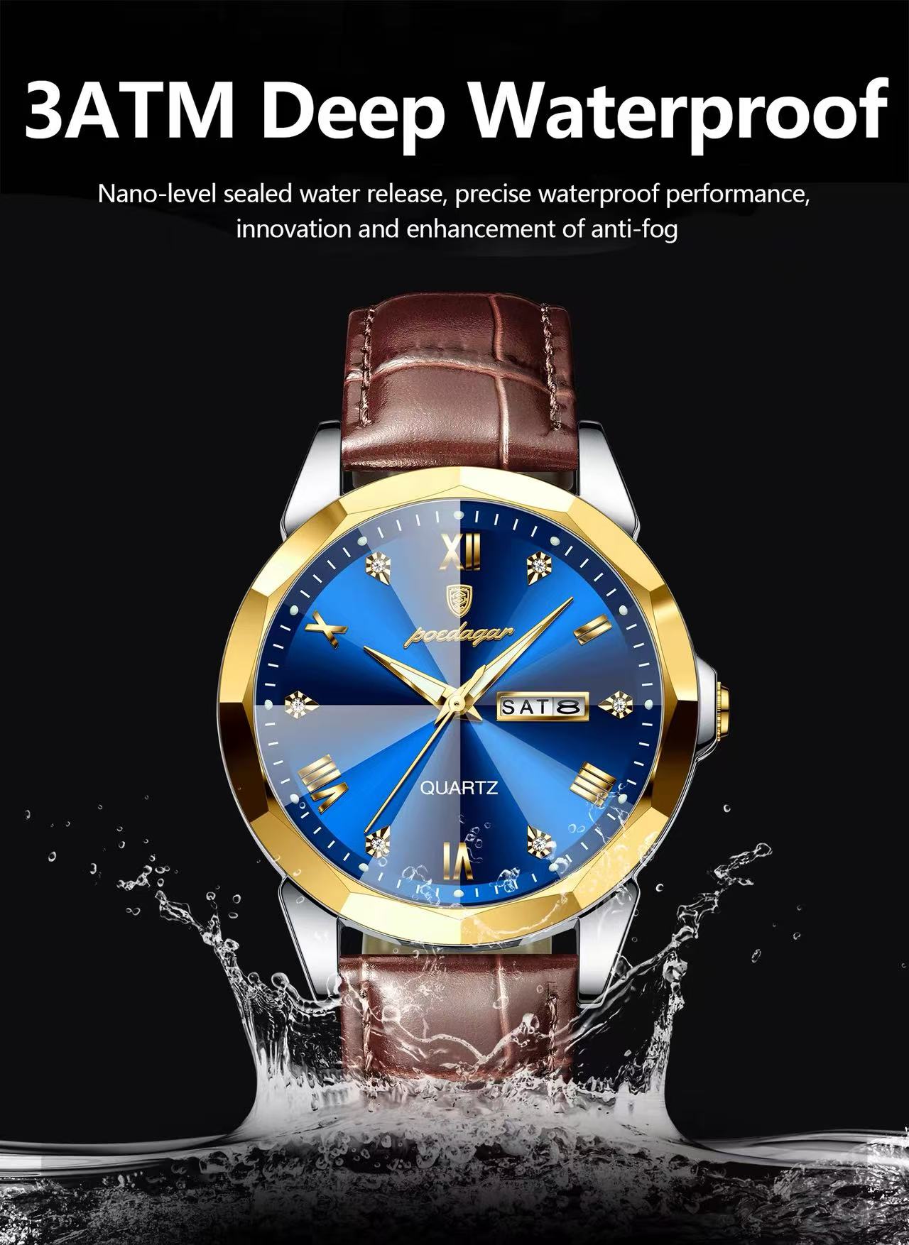 POEDAGAR Watch for Men 810 Charming Business Men's Watches Minimalist Leather Waterproof Wristwatches Relojes Hombre Montres
