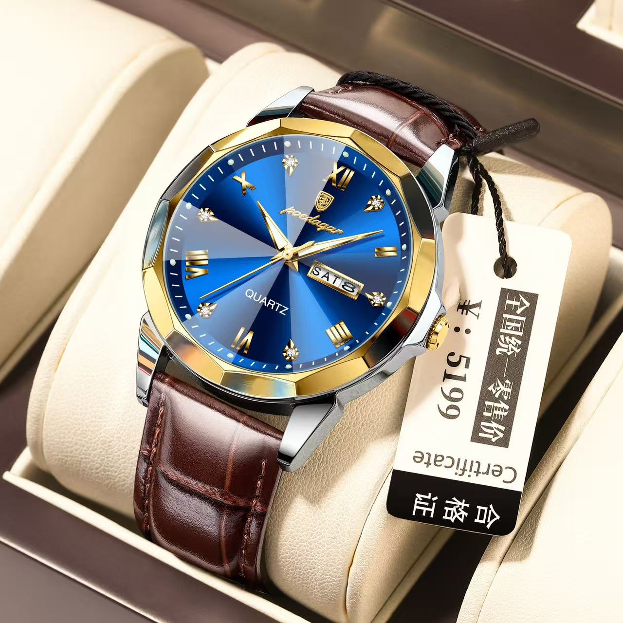 POEDAGAR Watch for Men 810 Charming Business Men's Watches Minimalist Leather Waterproof Wristwatches Relojes Hombre Montres