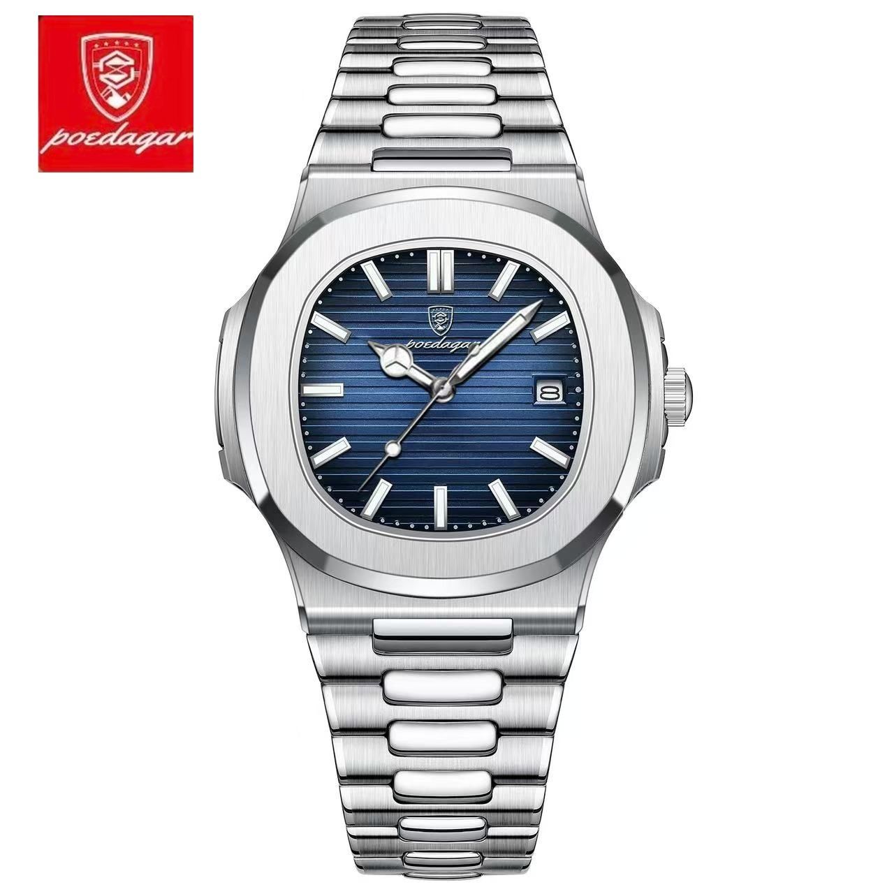 POEDAGAR 613 Leather Strap Mens New Luxury Fashion Watch Luminous Waterproof Quartz Watches With Date