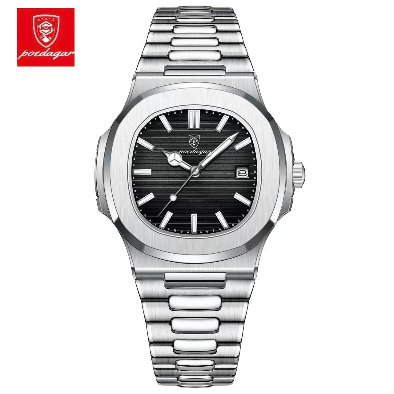 POEDAGAR 613 Leather Strap Mens New Luxury Fashion Watch Luminous Waterproof Quartz Watches With Date
