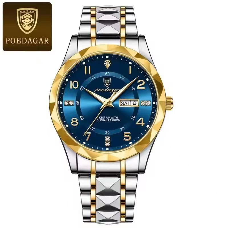 Swiss Brand POEDAGAR 858 New Style Men's Watch Luxury Waterproof Luminous Quartz Wristwatch Live Broadcast Bestseller