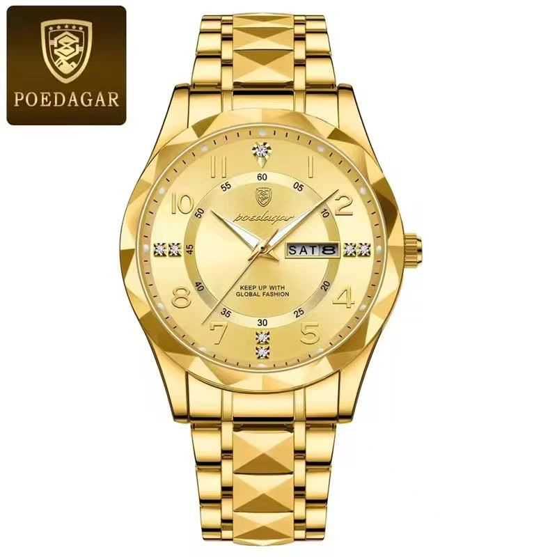 Swiss Brand POEDAGAR 858 New Style Men's Watch Luxury Waterproof Luminous Quartz Wristwatch Live Broadcast Bestseller