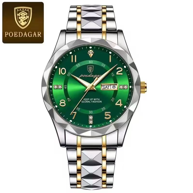 Swiss Brand POEDAGAR 858 New Style Men's Watch Luxury Waterproof Luminous Quartz Wristwatch Live Broadcast Bestseller