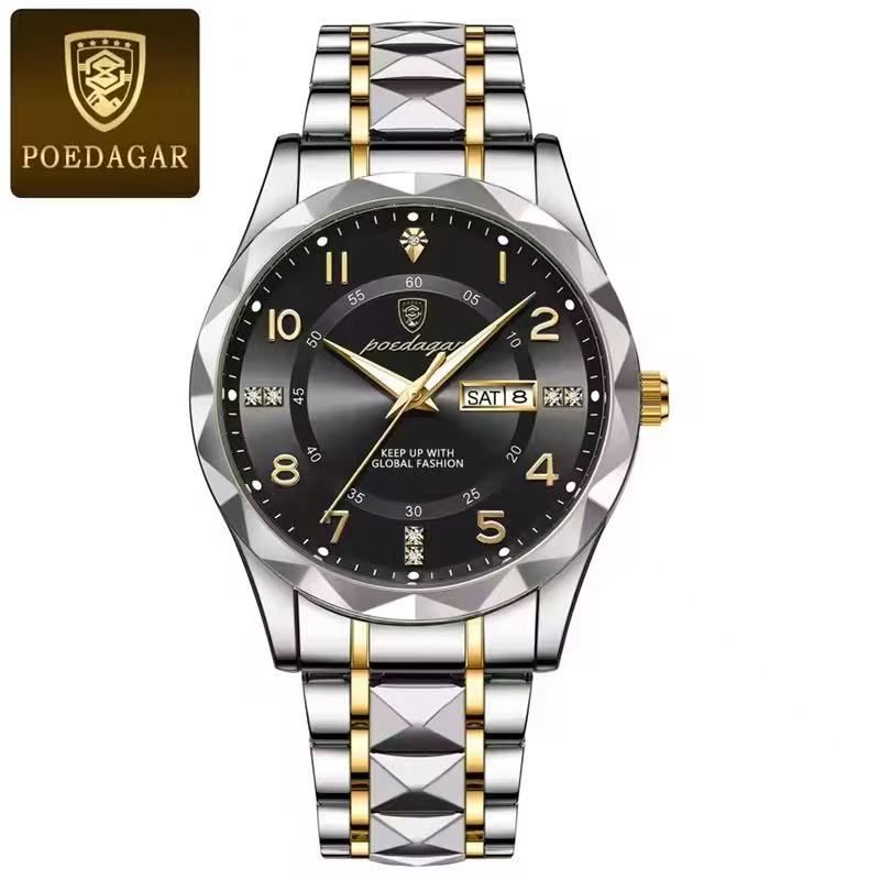 Swiss Brand POEDAGAR 858 New Style Men's Watch Luxury Waterproof Luminous Quartz Wristwatch Live Broadcast Bestseller