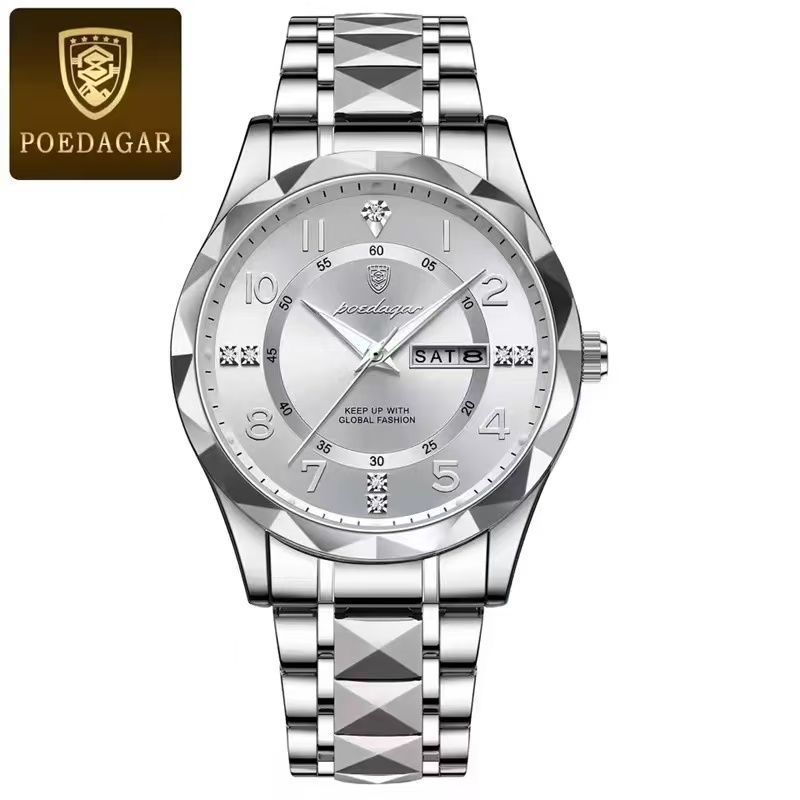 Swiss Brand POEDAGAR 858 New Style Men's Watch Luxury Waterproof Luminous Quartz Wristwatch Live Broadcast Bestseller
