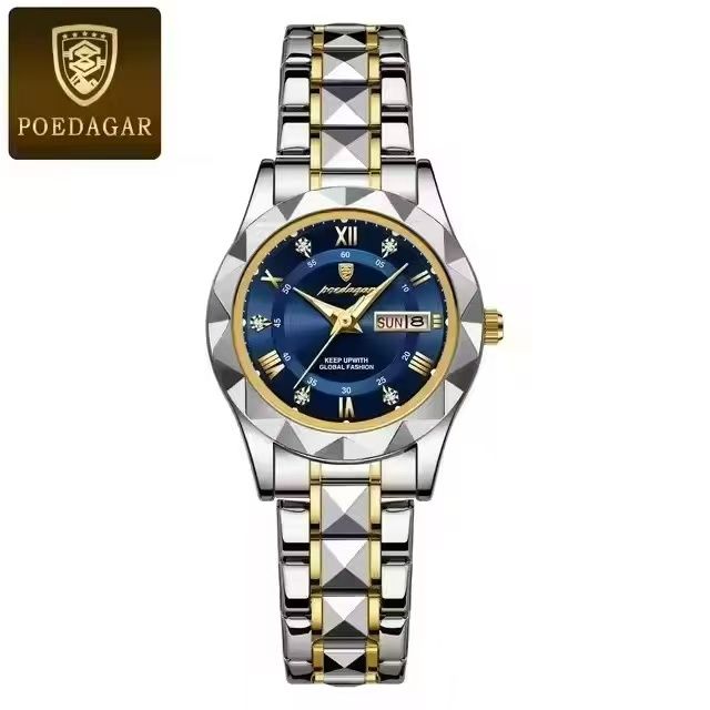 POEDAGAR 306 Luxury Ladies Watch Luminous Waterproof Week Woman Wristwatch Stainless Steel Women Quartz Watches Reloj