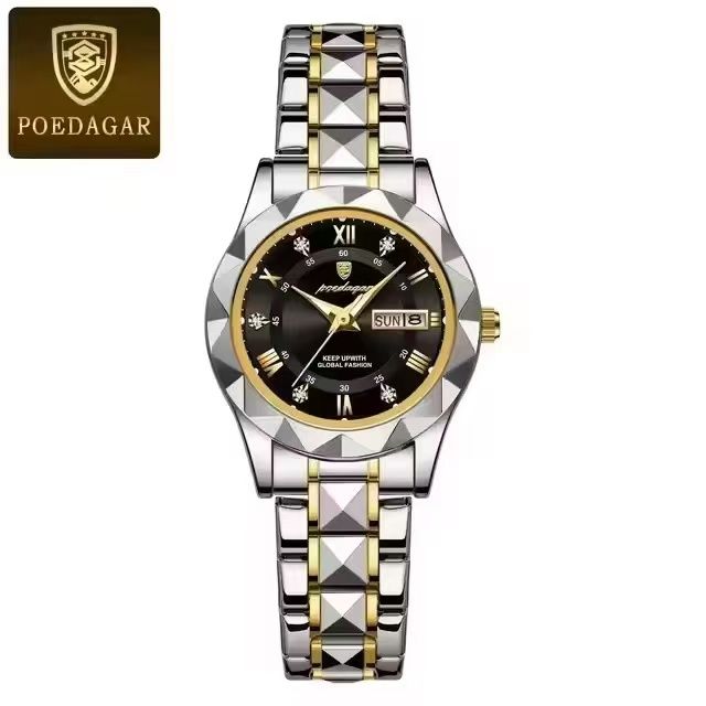 POEDAGAR 306 Luxury Ladies Watch Luminous Waterproof Week Woman Wristwatch Stainless Steel Women Quartz Watches Reloj