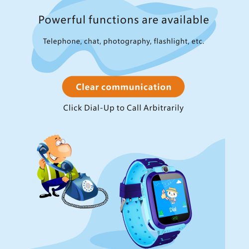 Kids Intelligent Phone Watch With SIM Card Slot 1.44 Inch Touching Screen Children Smartwatch With GPS Tracking Function Voice Chat Photograph Compatible For Android And IOS Phone Blue