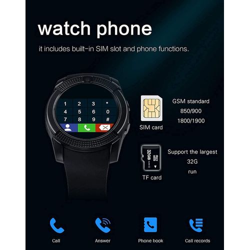 Y1 Bluetooth SPORT V8 Smartwatch GSM SIM TF SD CARD SLOT WRISTWATCH