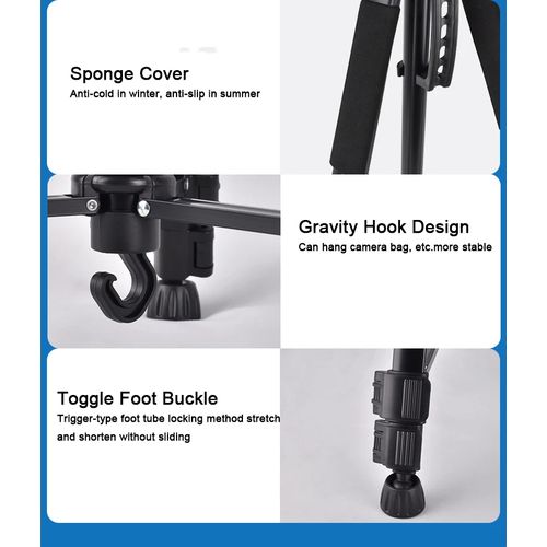 360' Aluminum Tripod (66-Inch), Universal heavy duty Tripod with Mobile Phone Holder Mount & Carry Bag for All Smart Phones, Gopro, Cameras