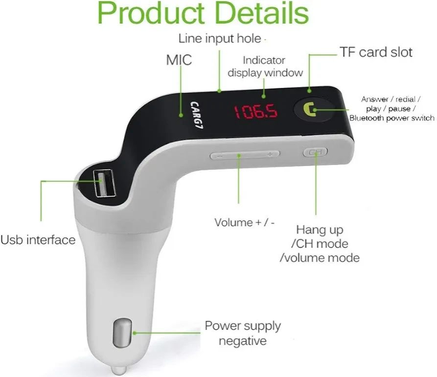 Car G7 Car Modulator Bluetooth Charger Mp3 Player - Silver