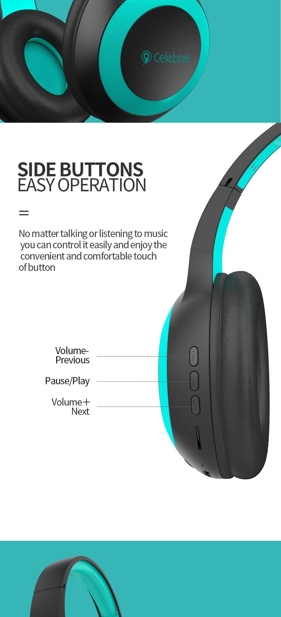 Celebrat A23 Wireless Bluetooth Headphone Extra Bass TFCARD - Black/Red
