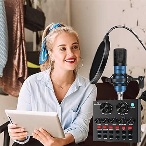 V8 Sound Card, Sound Effects Board for Podcast Equipment Bundle, Sound Board for Streaming Vlog Music recording with Voice Changer Podcast Kit for bm800 kit