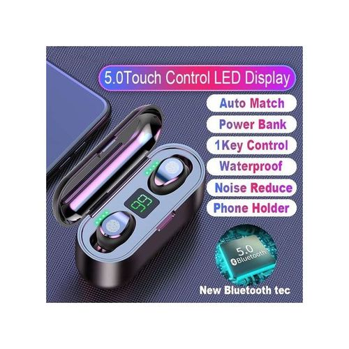 F9 Earbuds Bluetooth Earphone 2000mAh Power-banks