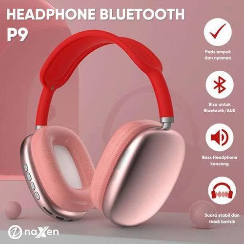 Red P9 Air Max Wireless Bluetooth Headphones With Microphone Noise Canceling Earbuds Gaming Headset Stereo HiFi Earphones