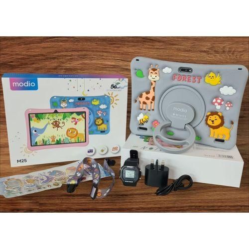 Modio M25 Kids tablet Pc, Android 8GB RAM 512GB ROM Virtual storage10.1 Inches Sim card support, WIFI, Dual camera with free gifts - Grey