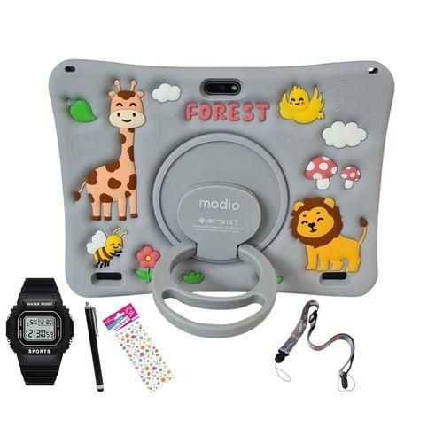 Modio M25 Kids tablet Pc, Android 8GB RAM 512GB ROM Virtual storage10.1 Inches Sim card support, WIFI, Dual camera with free gifts - Grey