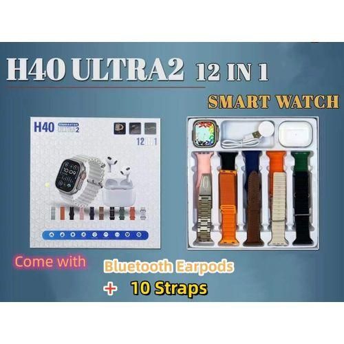 Ultra 12 IN 1 Smart Watch with wireless earpods and 10 different Straps