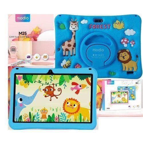 Modio M25 6GB RAM 256GB ROM Kids' Android Tablet 10.1 Inches, Dual Camera, Sim Card Support + Wi-Fi + Free Gift Set - Blue