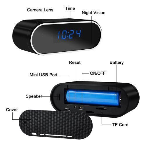 1080P HD Mini Clock Camera Wireless Secret WIFI Micro Cam IR Night View IP Alarm Camcorder Home Security Voice Video Recorder- Cameras