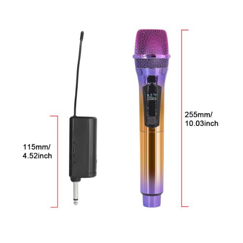 A Pair Wireless Microphone, Handheld Dynamic Microphone Wireless Mic System Set With Rechargeable Receiver C