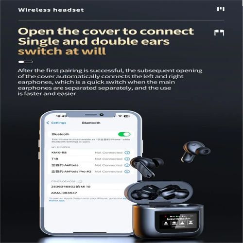 Wireless Earbuds V5.4 Headphones Noise Cancelling In-ear Earphone With Smartwatch Function And Touch Screen Compartment Box