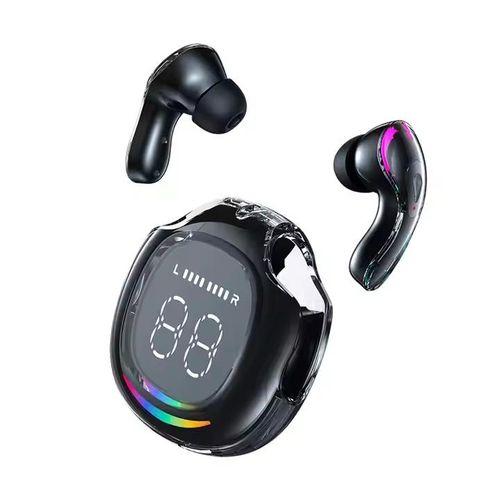 Earphone V5.3 ENC Earpods Tws Earbud Transparent shell - Black