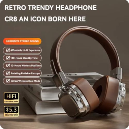 Retro Classic Over Ear Headsets Studio Stereo Bluetooth5.3 Wireless Headphones Touch Control Type C Earphones, Gift: Audio Cable Can Be Connected To Sound Card Or Mixer