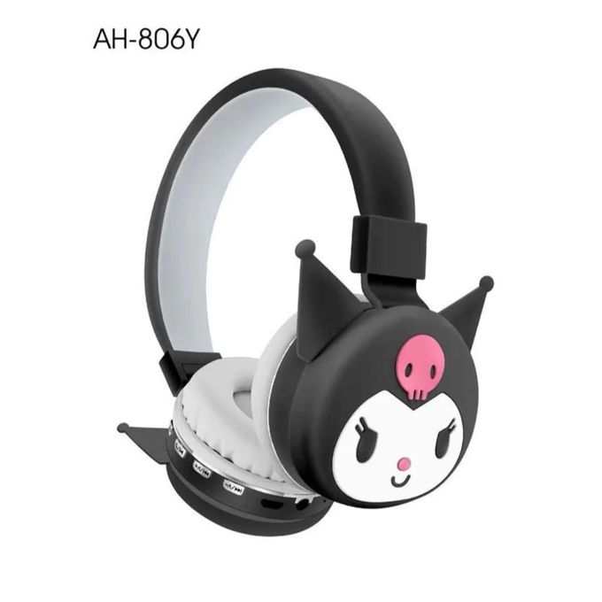 Hello Kitty Cartoon Themed AH-806Y Wireless Bluetooth Headphones With Mic Noise Cancelling Headsets Stereo Sound Kuromi Earphones Sports