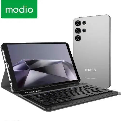 Modio M132 Tablet PC, Display 8 inch, Memory 512GB ROM + 8GB RAM, Battery 5000mah, Camera 13mp+5mp, Dual SIM, Flip case, Keyboard & Touch pen Tablet