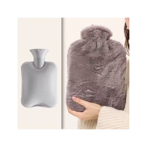 2L Hot Water Bottle with Cover imitation rabbit hair,Hot Water Bag for Bed Warm Neck Shoulder Pain Hand Feet Warmer Menstrual Cramps Hot Compress