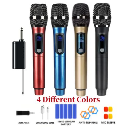 4 Channel UHF Wireless Microphone System Hand-held Dynamic Mic With 5 X 1200mAh Rechargeable Receiver For Karaoke PA DJ Party