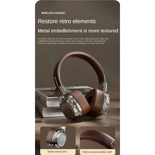 Retro Classic Over Ear Headsets Studio Stereo Bluetooth5.3 Wireless Headphones Touch Control Type C Earphones, Gift: Audio Cable Can Be Connected To Sound Card Or Mixer