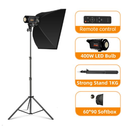 60*90 CM Softbox With 400W LED Bulb Modifier and 2M Strong Stand for Film-Making Video Shoot Flash