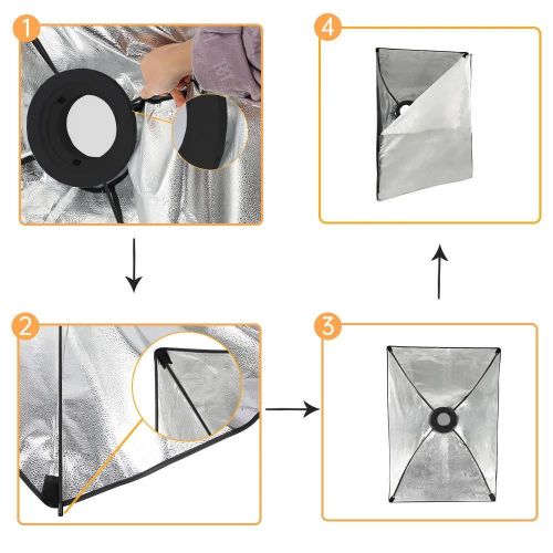 60*90 CM Softbox With 400W LED Bulb Modifier and 2M Strong Stand for Film-Making Video Shoot Flash