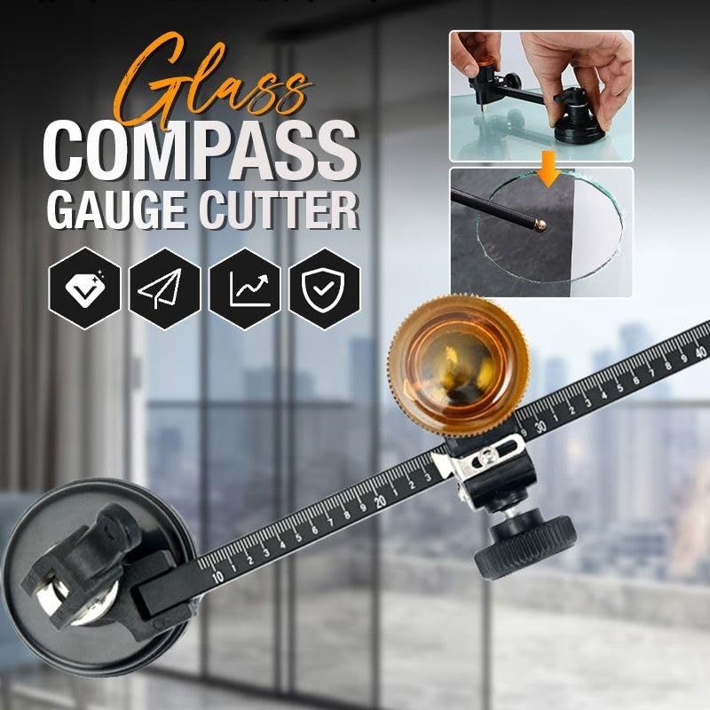 Round Glass Cutter Circular Glass Cutter  Glass Compass Gauge Cutter Alloy Adjustable Compasses Suction Cup Cutter