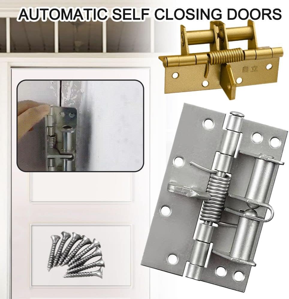 2 pcs Automatic Door Hinge,Self-Closing Door Hinges,Heavy Duty Spring Door Hinge,Automatic Self Closing Door Hinges,90 Degree Door Stopper