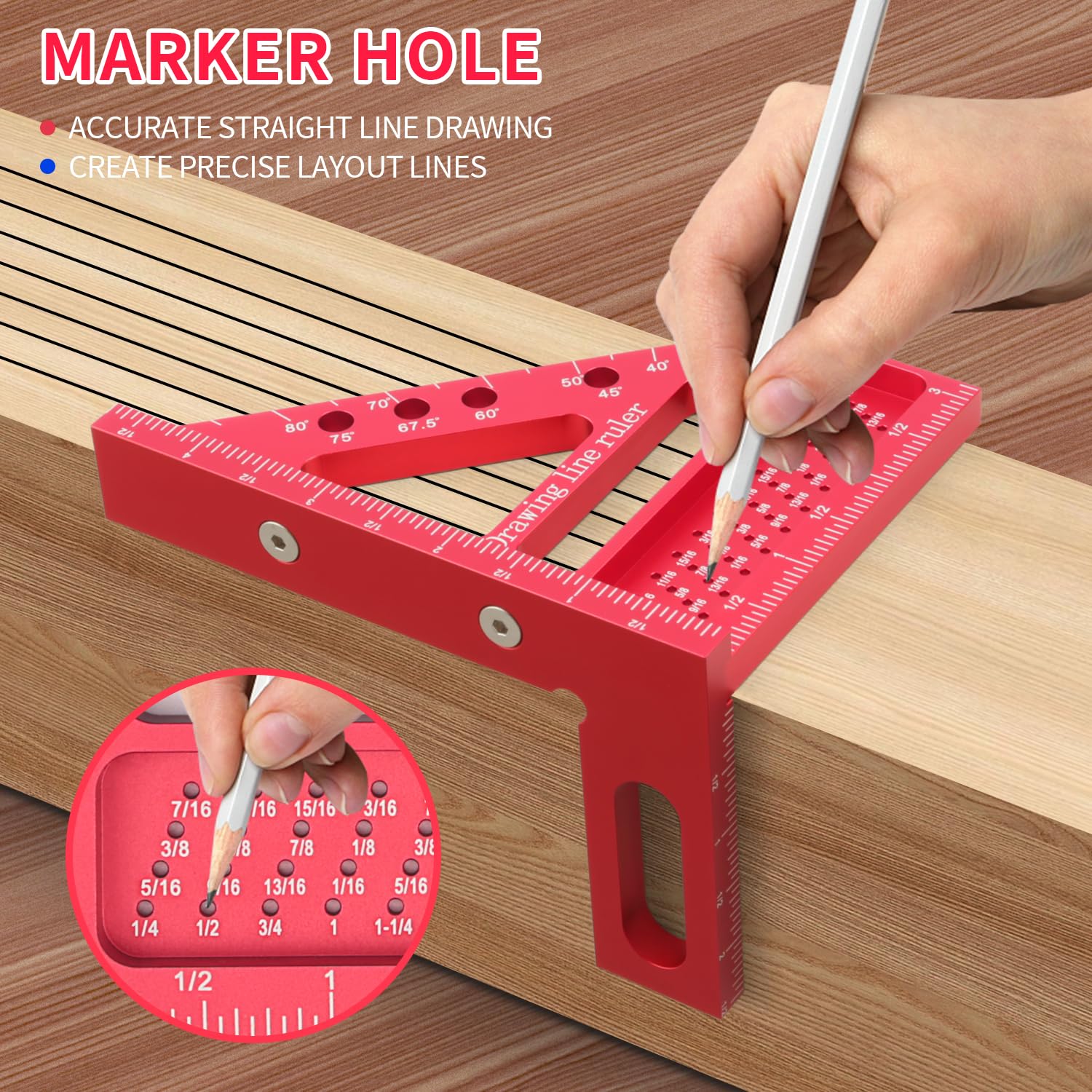 Multi-Angle Measuring Ruler-3D Carpenter Square Scribing Ruler Aluminum Alloy 22.5-90 Degree Mini Square Tool for Woodworking,Construction and Engineers