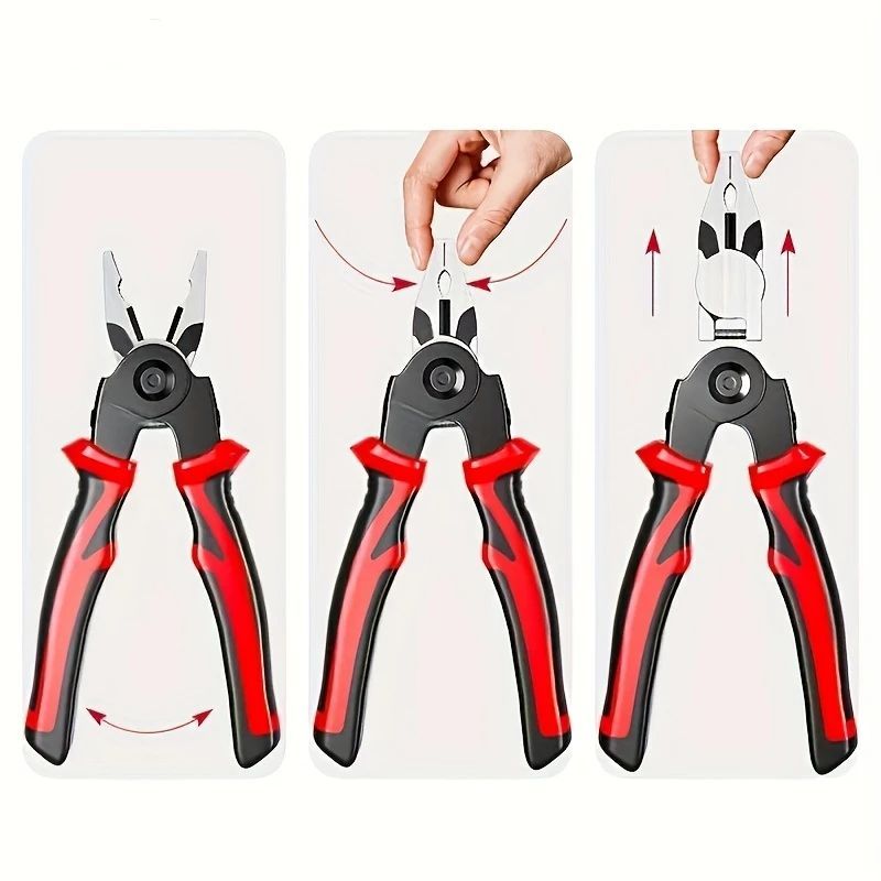5-in-1 Electrician’s Tool – Interchangeable Head Pliers for Stripping, Cutting, Crimping & More | Pro-Grade Wire & Cable Tool Set