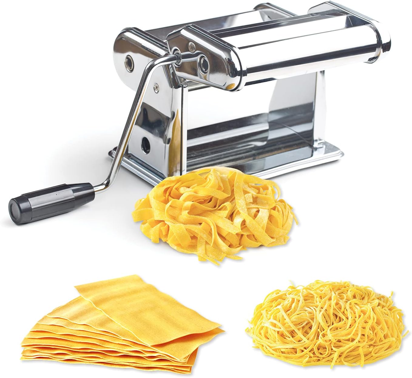 Noodles Maker For Homemade Pasta, Stainless Steel Pasta Machine With Cutter And Hand Crank