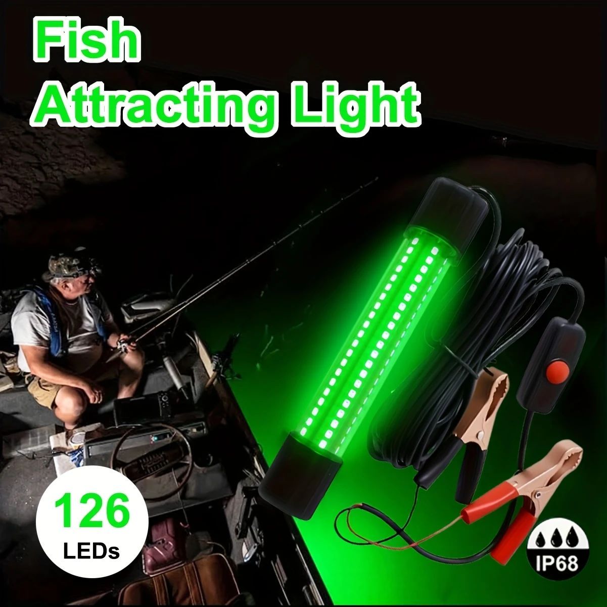 Underwater Fishing Night Light Outdoor Fishing Light 12V Fish Catching Lamp 108LED  Night Fishing Lure Delivery Without Battery